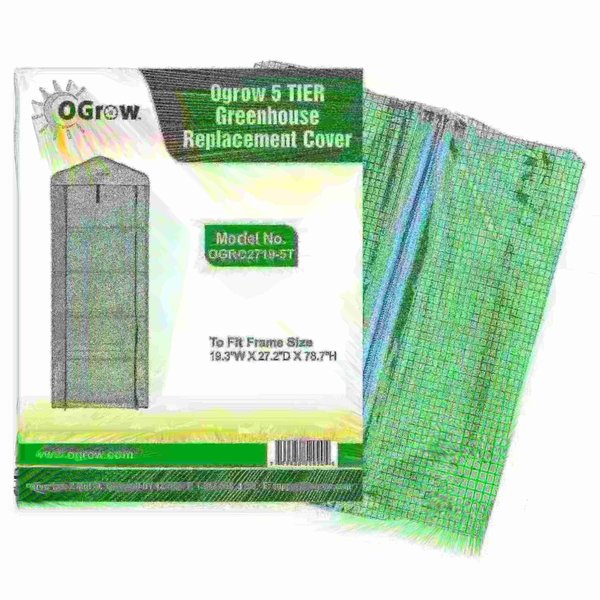 Ogrow Greenhouse PE Repl. Cover-To Fit Frame Size 19.3"Wx27.2"Dx78.7"H OGRC2719-5T